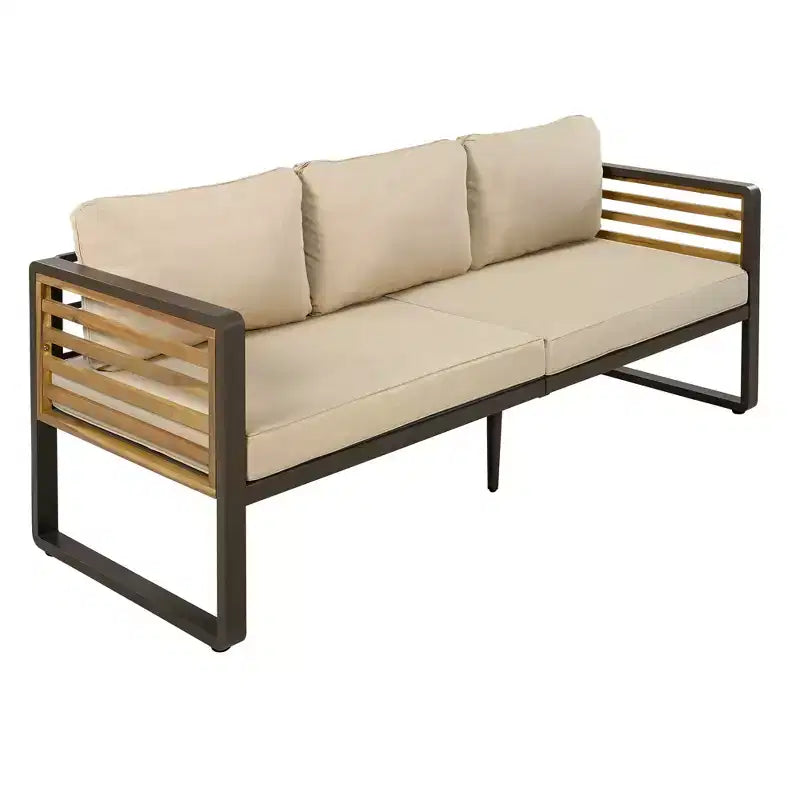 Conjunto de conversación para patio exterior Polibi de 4 piezas con cojines extraíbles