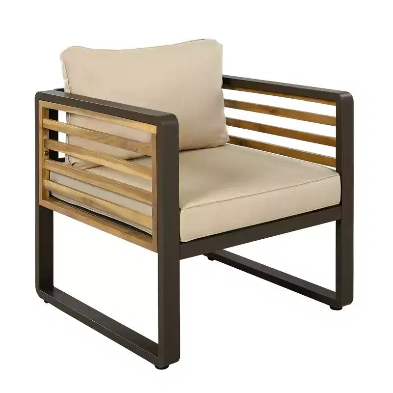 Conjunto de conversación para patio exterior Polibi de 4 piezas con cojines extraíbles