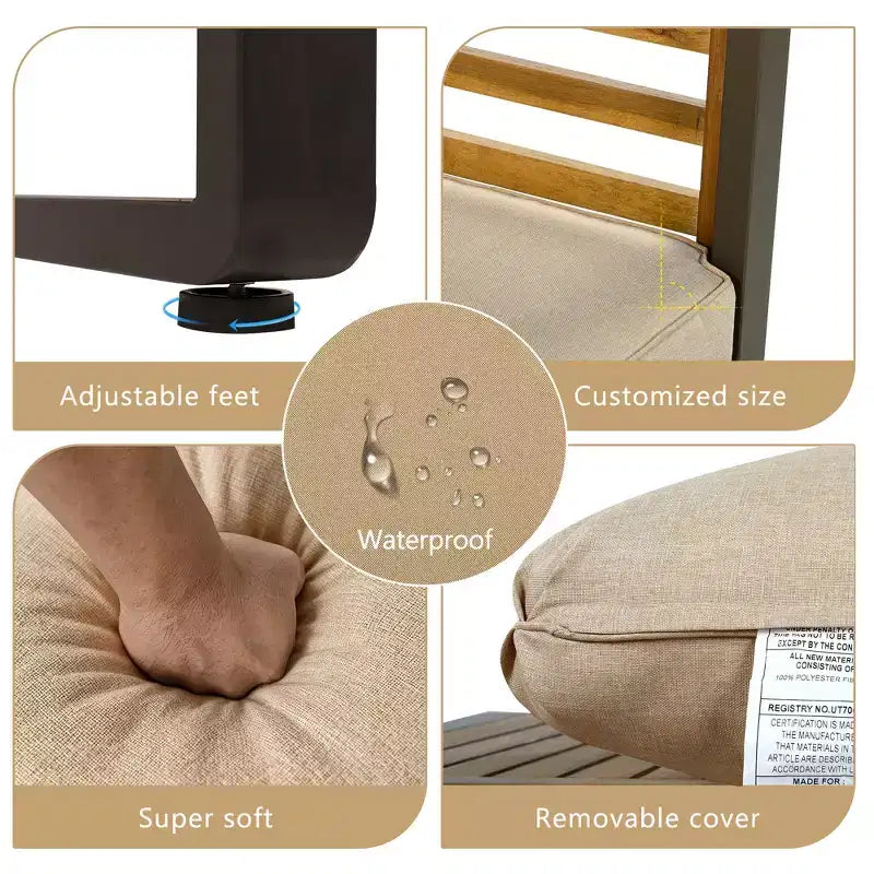 Conjunto de conversación para patio exterior Polibi de 4 piezas con cojines extraíbles