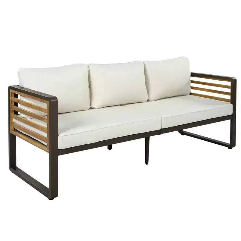 Conjunto de conversación para patio exterior Polibi de 4 piezas con cojines extraíbles