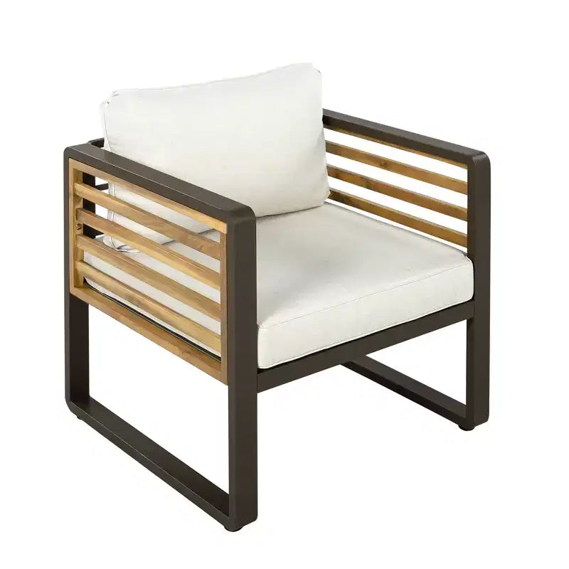 Conjunto de conversación para patio exterior Polibi de 4 piezas con cojines extraíbles