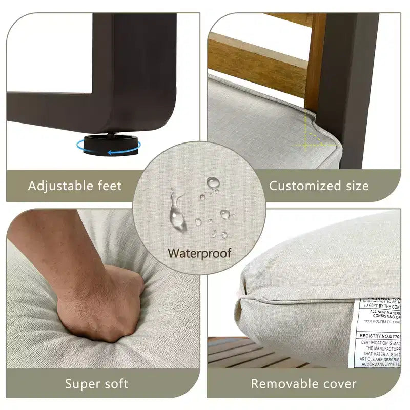 Conjunto de conversación para patio exterior Polibi de 4 piezas con cojines extraíbles