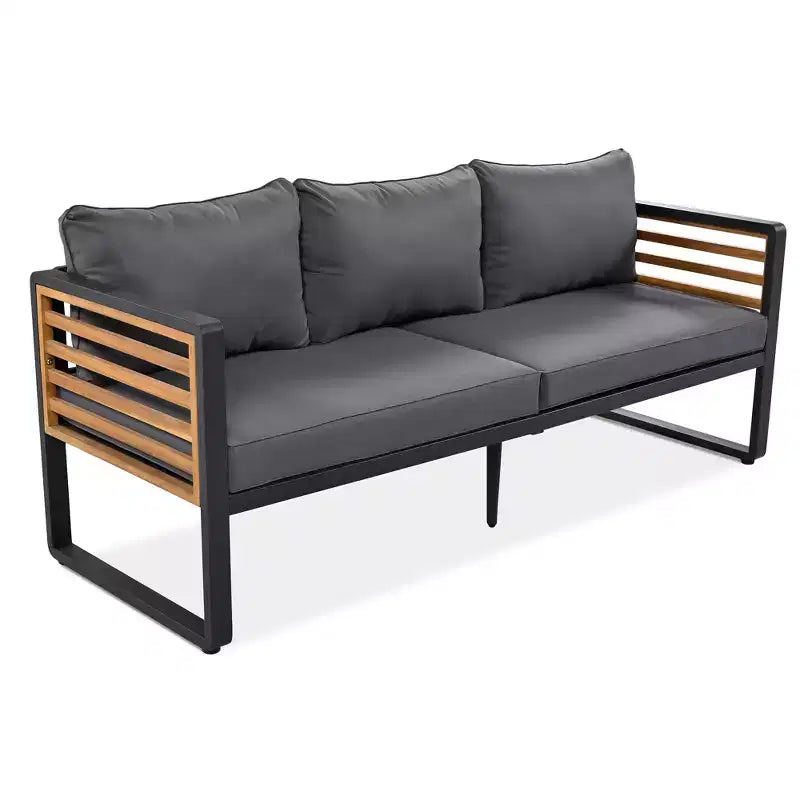 Conjunto de conversación para patio exterior Polibi de 4 piezas con cojines extraíbles