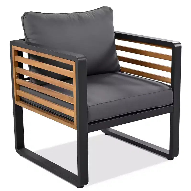 Conjunto de conversación para patio exterior Polibi de 4 piezas con cojines extraíbles