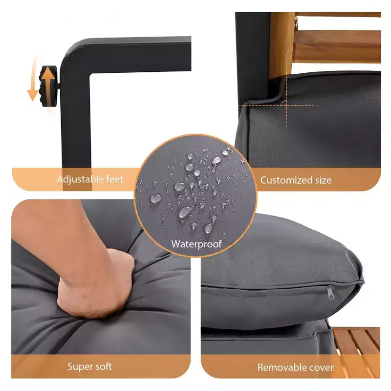 Conjunto de conversación para patio exterior Polibi de 4 piezas con cojines extraíbles