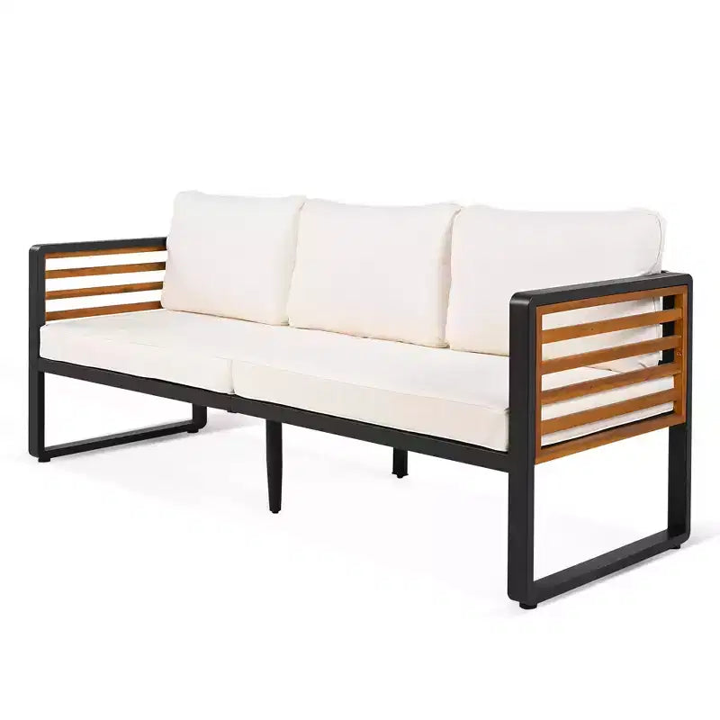 Conjunto de conversación para patio exterior Polibi de 4 piezas con cojines extraíbles