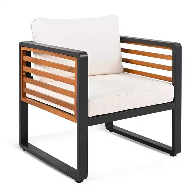 Conjunto de conversación para patio exterior Polibi de 4 piezas con cojines extraíbles