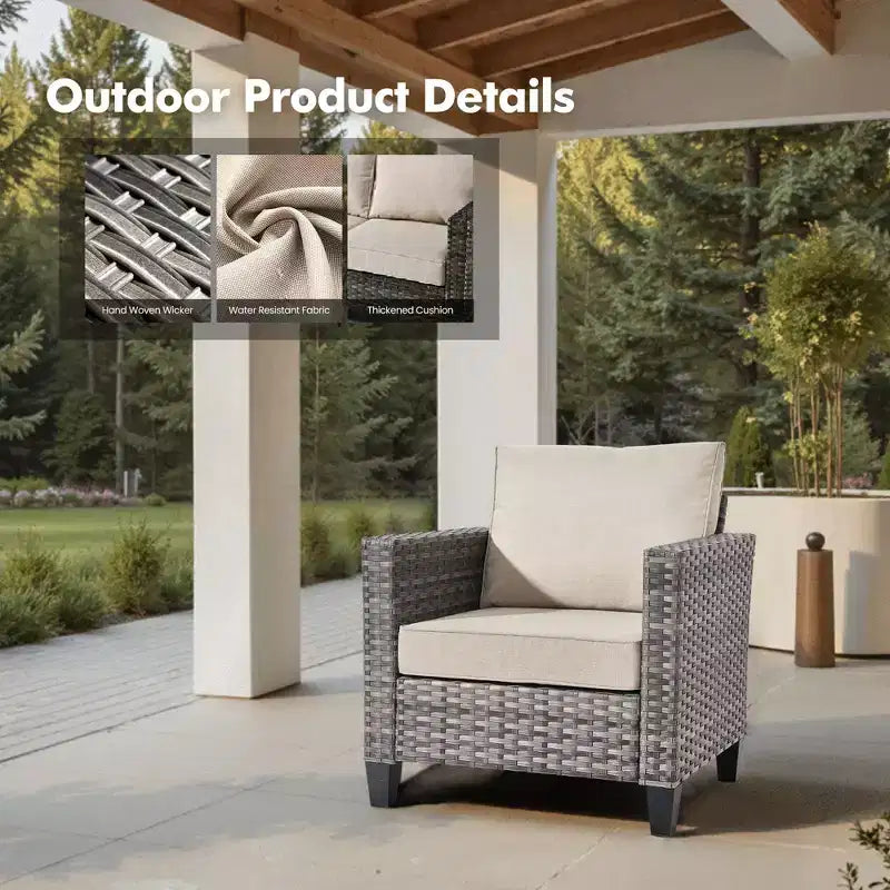 HOMLUX conjunto de muebles para patio exterior de 5 piezas: sofá de 3 plazas + 2 sillas + 2 otomanas