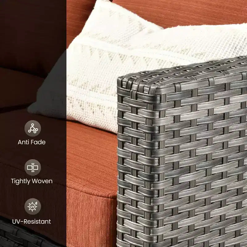 HOMLUX conjunto de muebles para patio exterior de 5 piezas: sofá de 3 plazas + 2 sillas + 2 otomanas