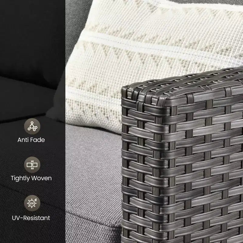 Conjunto de sofá de exterior HOMLUX de 6 piezas con otomanas y mesa de centro de ratán, diseño gris ergonómico