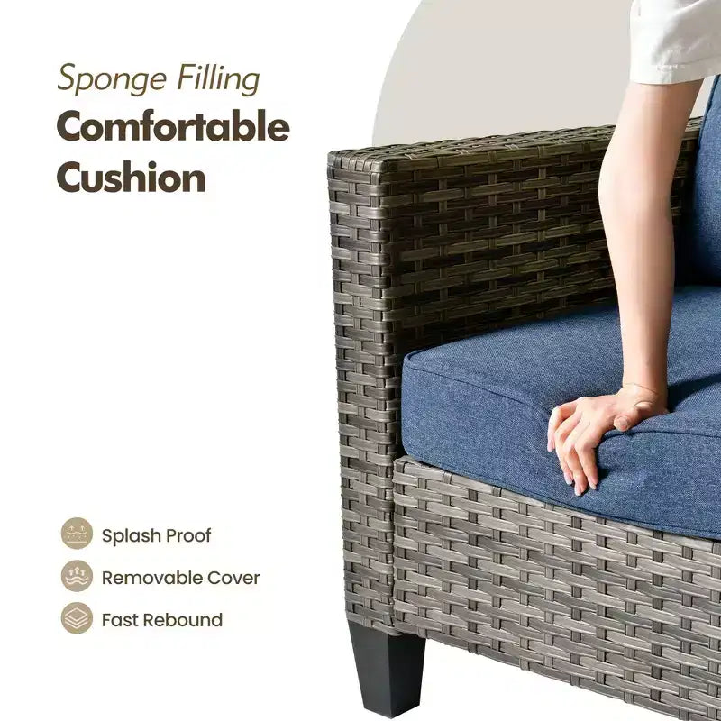 Conjunto de sofá de exterior HOMLUX de 6 piezas con otomanas y mesa de centro de ratán, diseño gris ergonómico