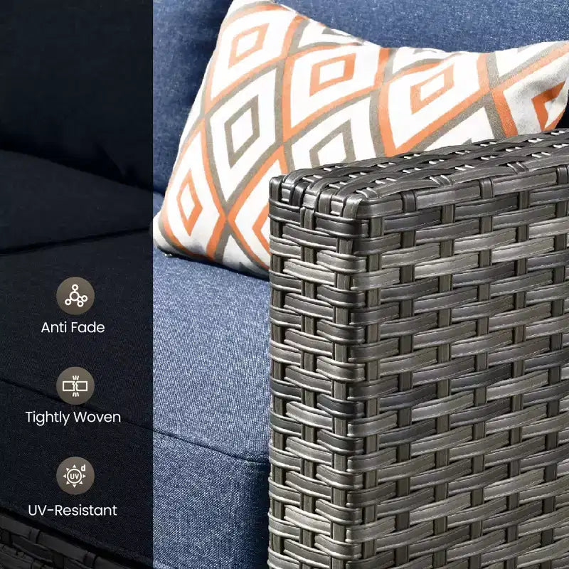 Conjunto de sofá de exterior HOMLUX de 6 piezas con otomanas y mesa de centro de ratán, diseño gris ergonómico