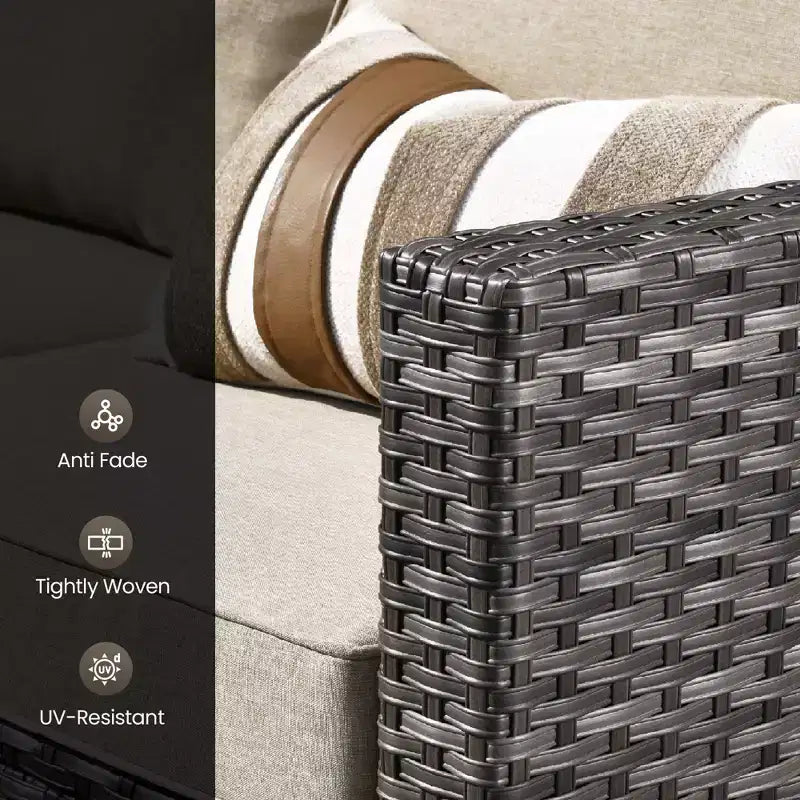 Conjunto de sofá de exterior HOMLUX de 6 piezas con otomanas y mesa de centro de ratán, diseño gris ergonómico