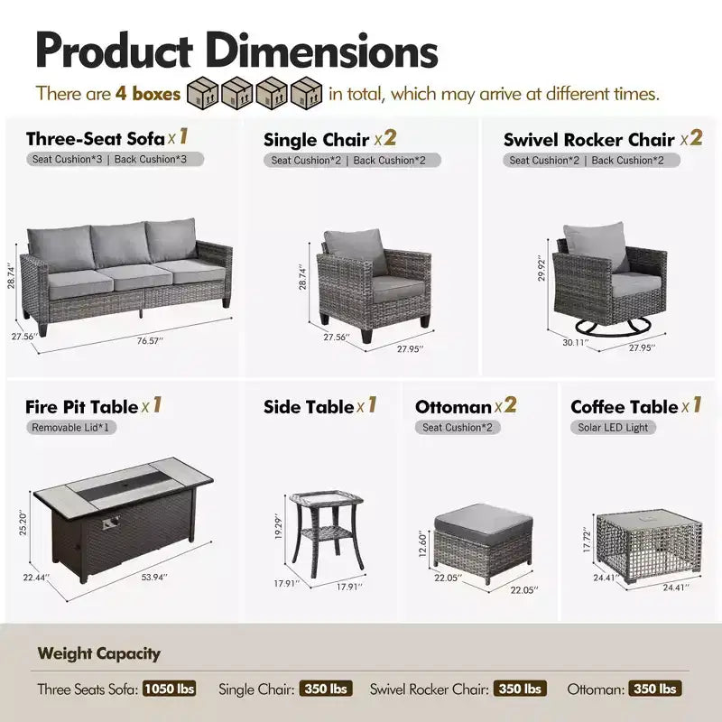 HOMLUX conjunto de asientos para patio de 10 piezas con mesa con fogón de 54 y sillas giratorias