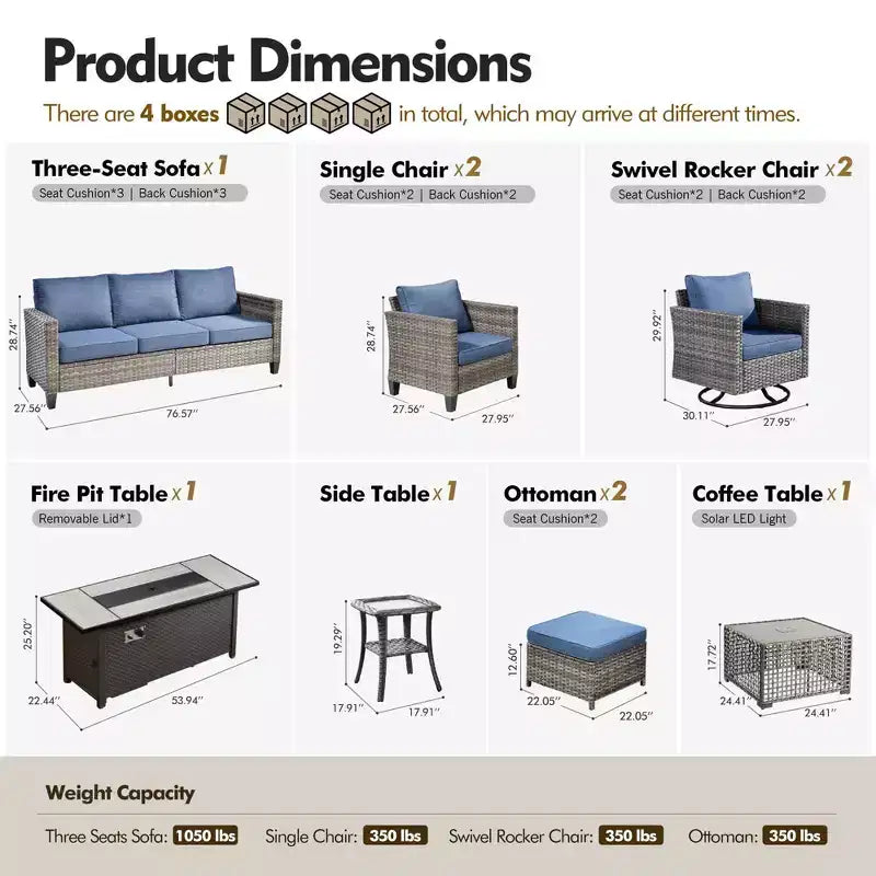 HOMLUX conjunto de asientos para patio de 10 piezas con mesa con fogón de 54 y sillas giratorias
