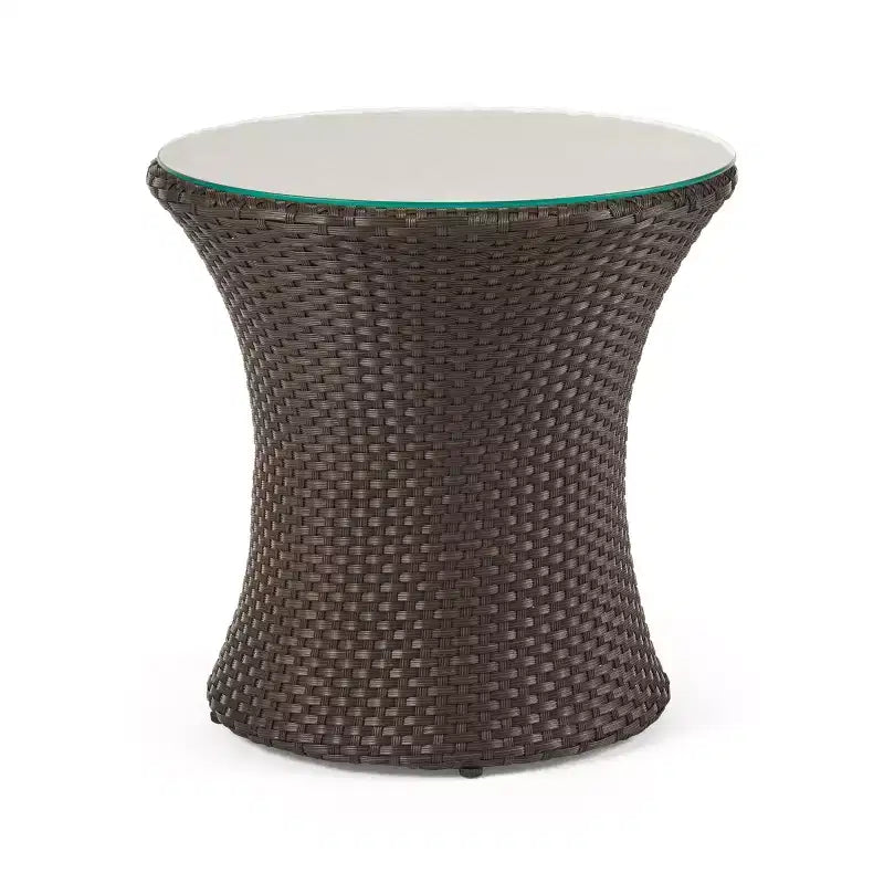 Ensemble de conversation d’extérieur ModernLuxe 3 pièces en osier, ensemble de salon de patio, fauteuils en rotin PE avec coussins et table en verre trempé