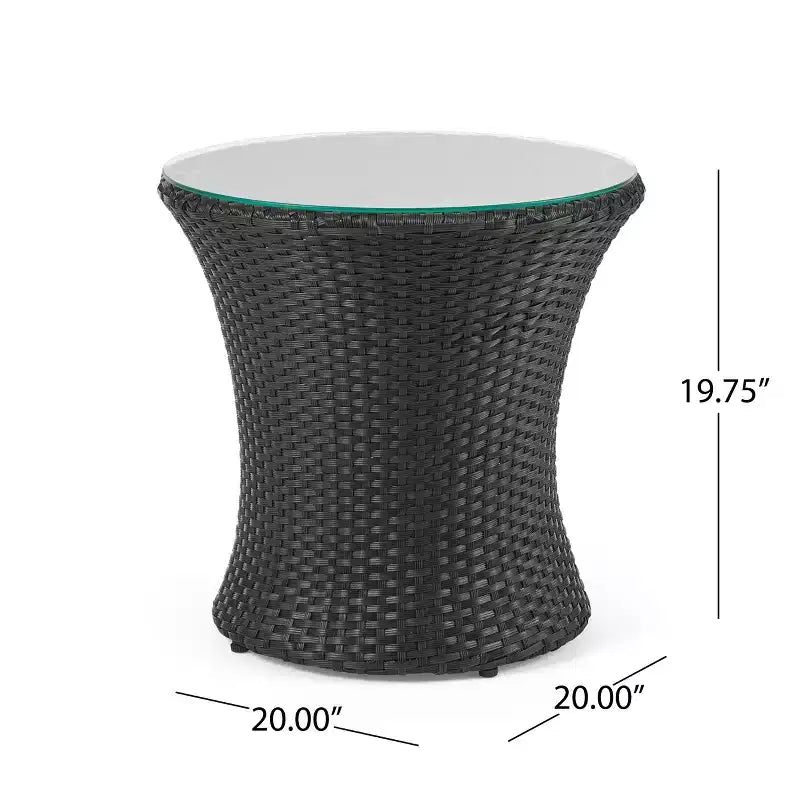 Ensemble de conversation d’extérieur ModernLuxe 3 pièces en osier, ensemble de salon de patio, fauteuils en rotin PE avec coussins et table en verre trempé