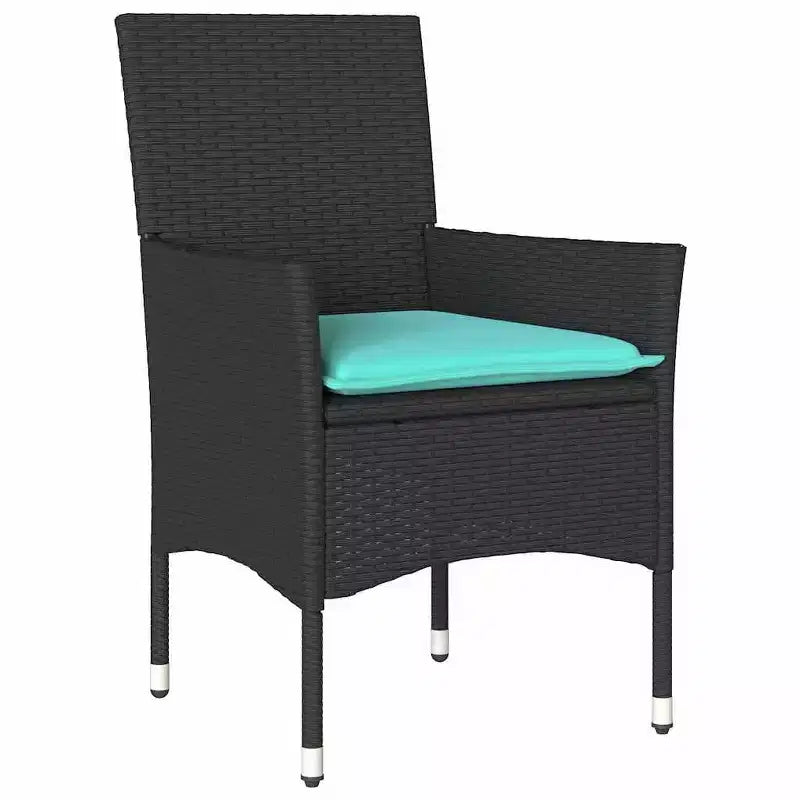 Conjunto de mesa y sillas vidaXL con cojines, 5 piezas, de ratán PE negro