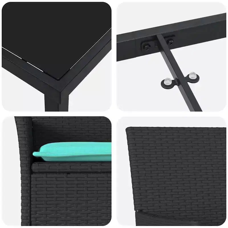 Conjunto de mesa y sillas vidaXL con cojines, 5 piezas, de ratán PE negro