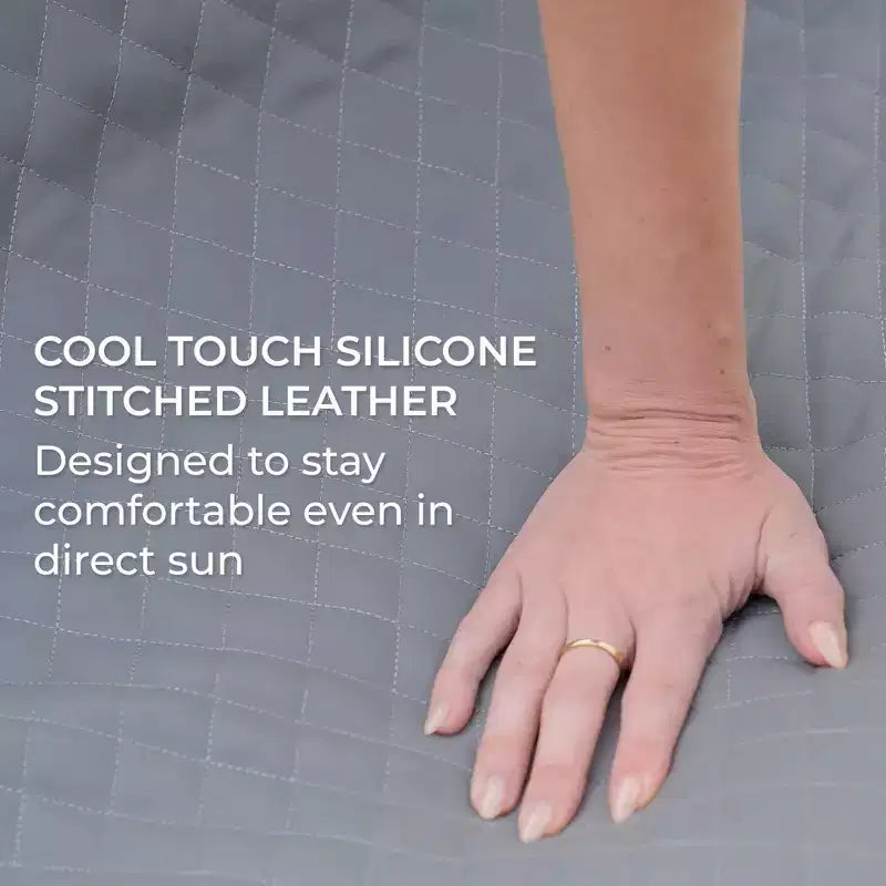 Conjunto de muebles de exterior para patio Solvana de Big Joe, silla y otomana de cuero cosido de silicona de tacto fresco, resistente a la intemperie, conjunto seccional de 2 piezas, gris iluminado por la luna