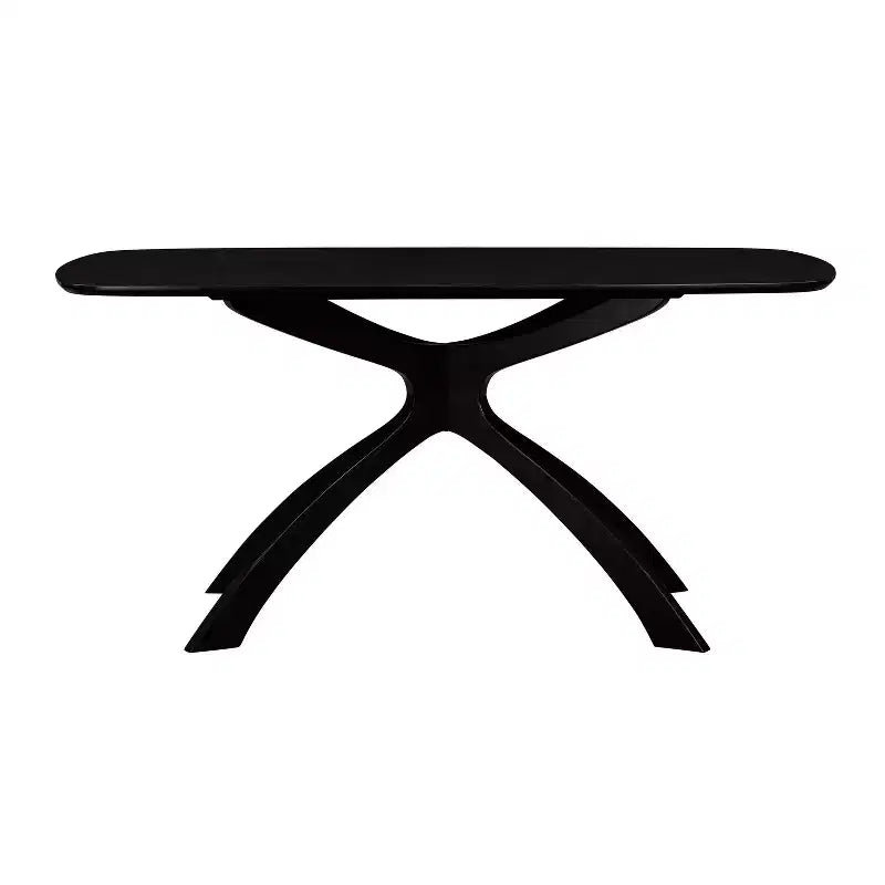 63" Rectangle Dining Table Black, Eco-Friendly Rubberwood with X-Trestle Legs