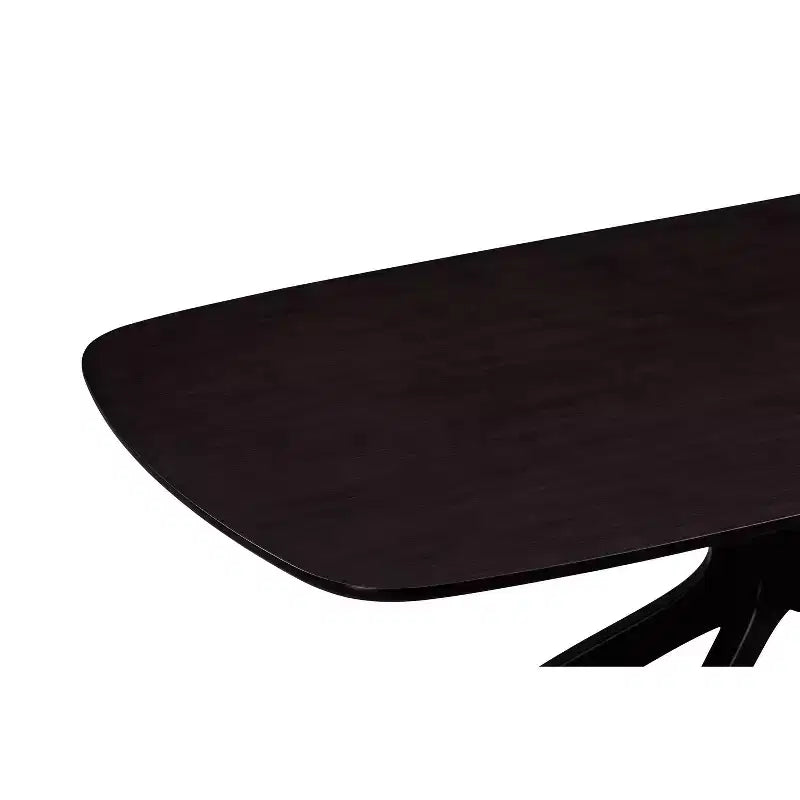 63" Rectangle Dining Table Black, Eco-Friendly Rubberwood with X-Trestle Legs