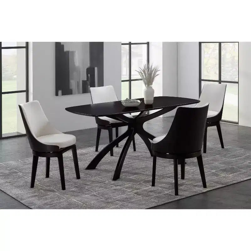 63" Rectangle Dining Table Black, Eco-Friendly Rubberwood with X-Trestle Legs