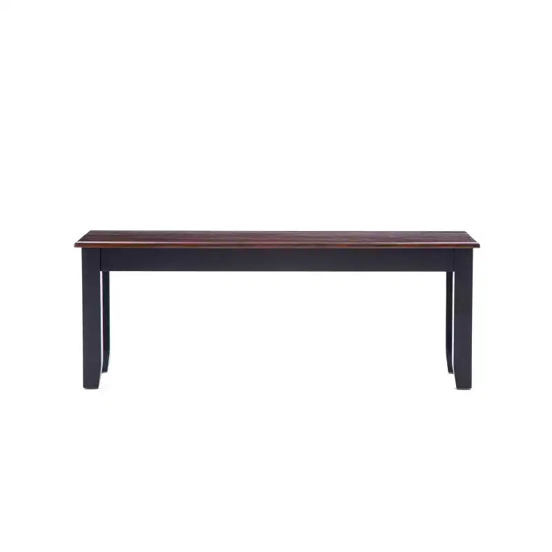 Wood Dining Bench Black/Cherry Finish, Shaker-Style, Seating for 2