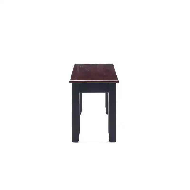 Wood Dining Bench Black/Cherry Finish, Shaker-Style, Seating for 2