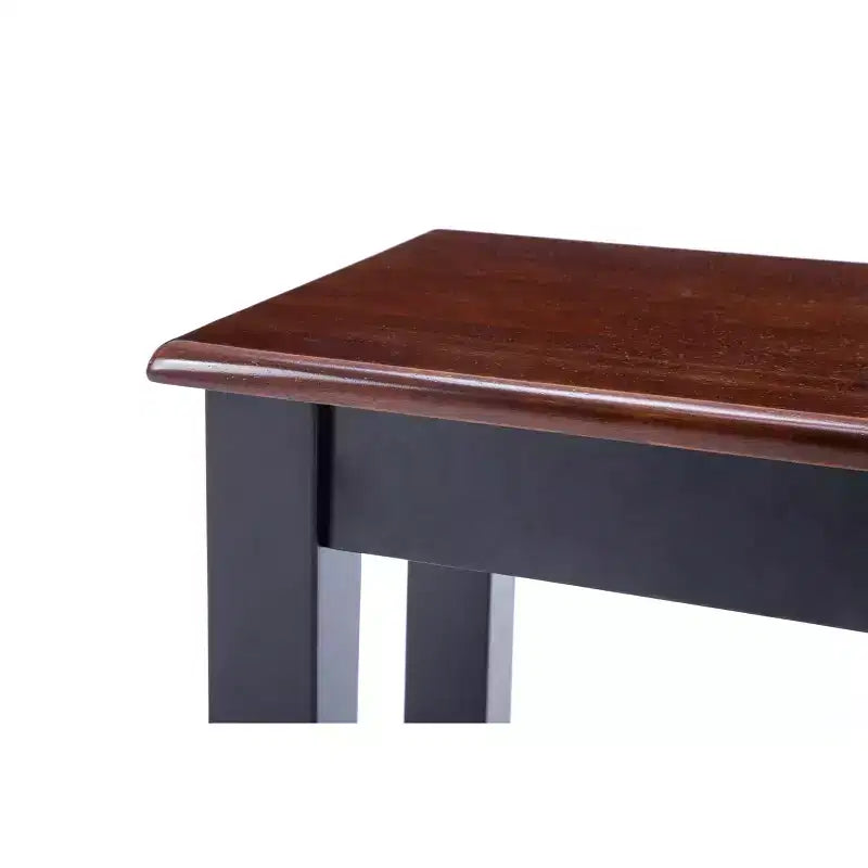 Wood Dining Bench Black/Cherry Finish, Shaker-Style, Seating for 2