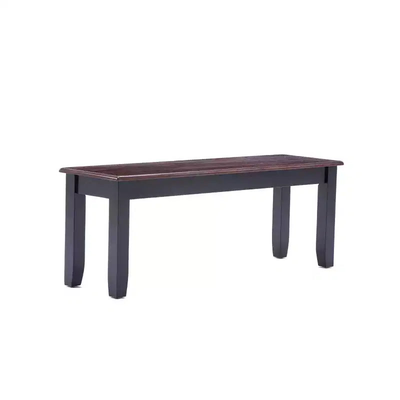 Wood Dining Bench Black/Cherry Finish, Shaker-Style, Seating for 2
