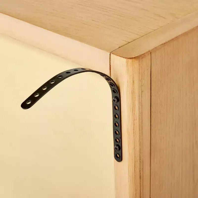 2-Door Cabinet Natural, Wood Frame with Brass-Finish Handles