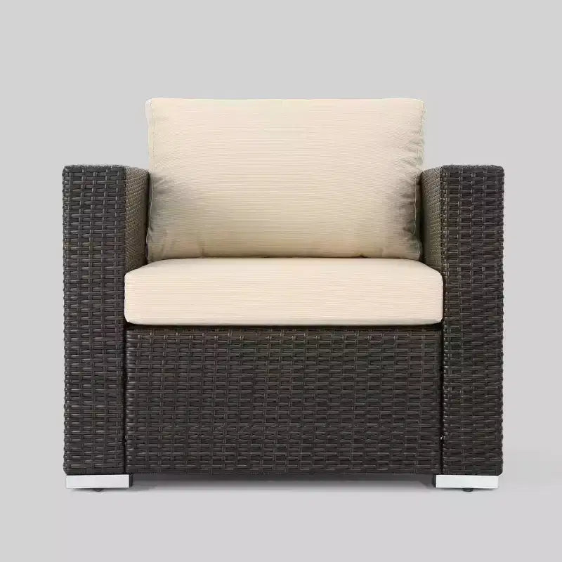 Conjunto de conversación de patio de mimbre para todo tipo de clima Santa Rosa, de 9 piezas - Christopher Knight Home