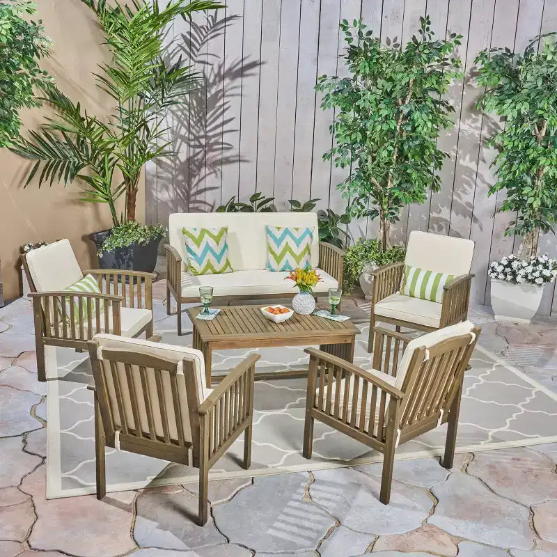 Carolina 6pc Acacia Wood Chat Set - Christopher Knight Home