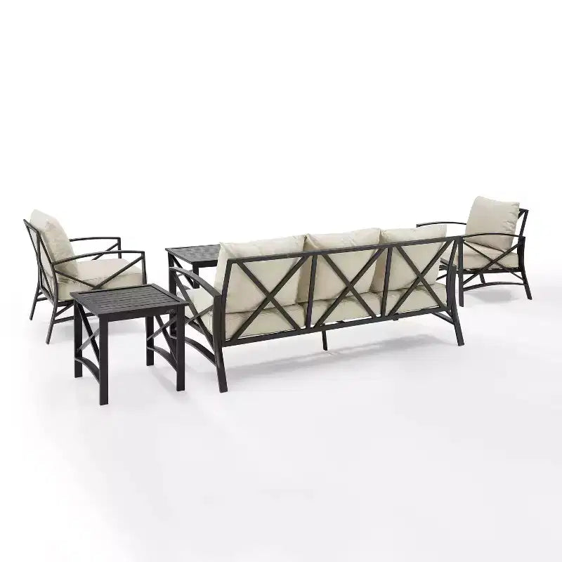 Conjunto de sofá de exterior Kaplan de 5 piezas con sofá y 2 sillas, mesa de centro y mesa auxiliar - Crosley