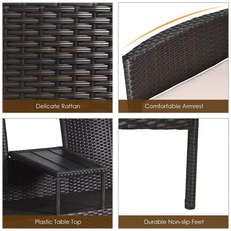 Conjunto de conversación de ratán para patio Costway con patente, sofá de dos plazas, mesa, sillas y cojines