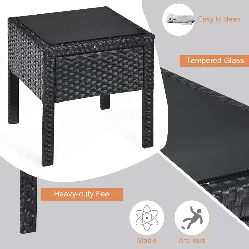 Costway 3PCS Patio Rattan Furniture Set Table & Chairs Set with Thick Cushions Garden
