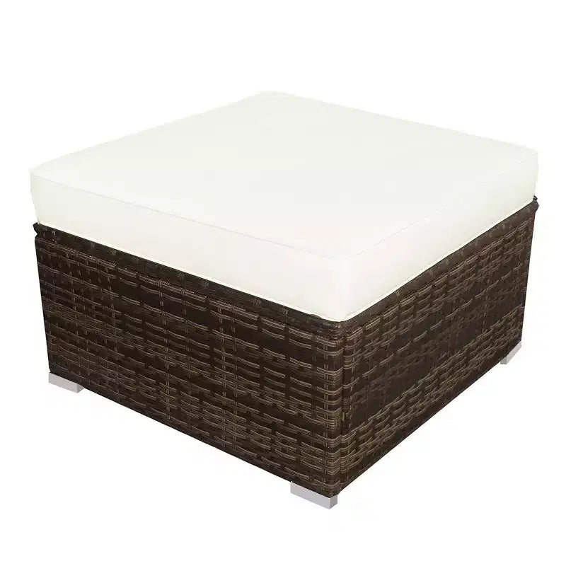 Conjunto de muebles de ratán y mimbre para patio Costway de 5 piezas, sofá sin reposabrazos, otomana acolchada, jardín