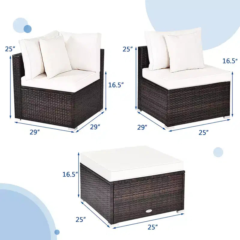 Ensemble de mobilier de patio Costway 4 pièces en résine tressée imitation rotin, avec canapé, coussins et ottoman