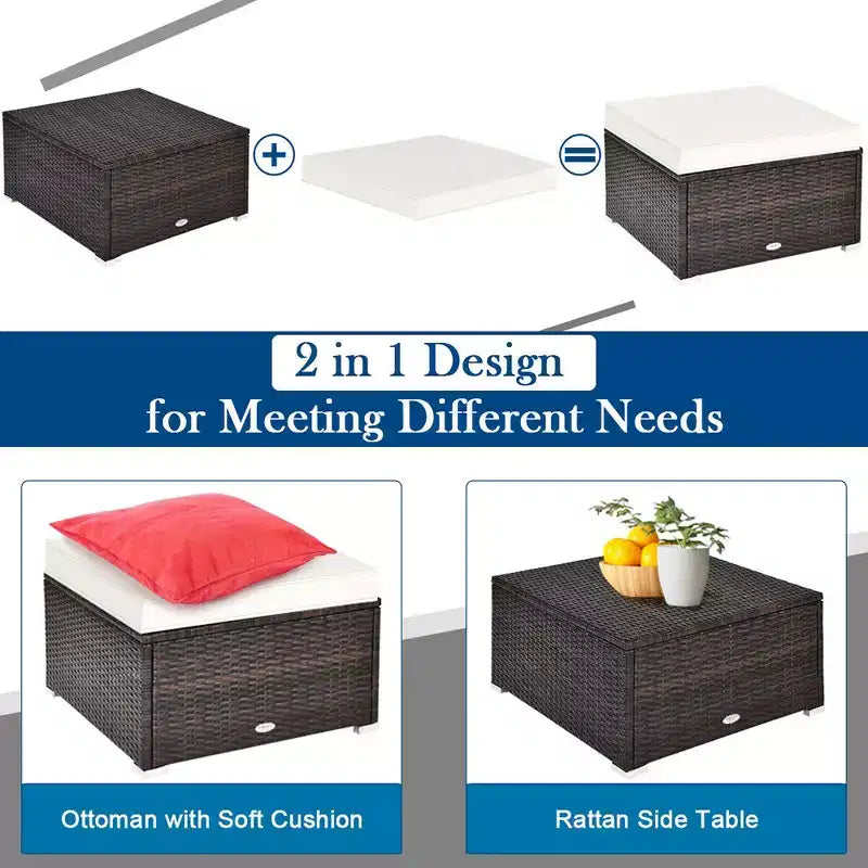 Ensemble de mobilier de patio Costway 4 pièces en résine tressée imitation rotin, avec canapé, coussins et ottoman