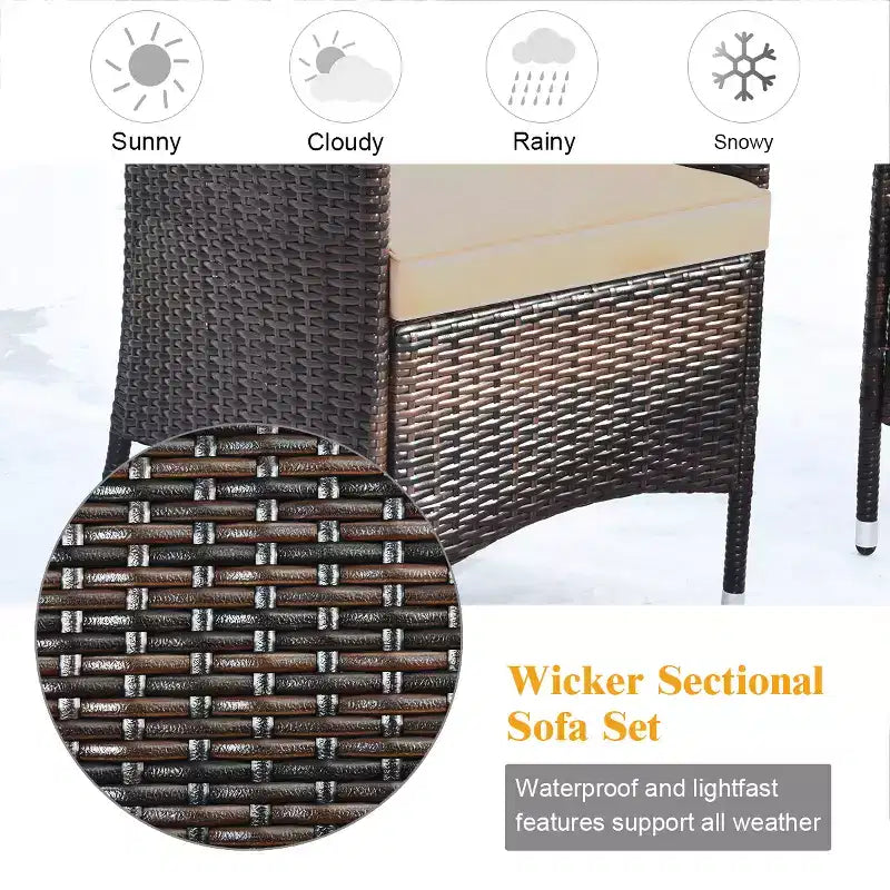 Conjunto de muebles de ratán para patio de 4 piezas Costway con sofá y sillas acolchados, mesa de centro y jardín