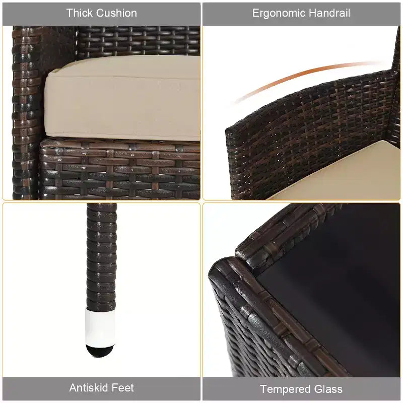 Conjunto de muebles de ratán para patio de 4 piezas Costway con sofá y sillas acolchados, mesa de centro y jardín
