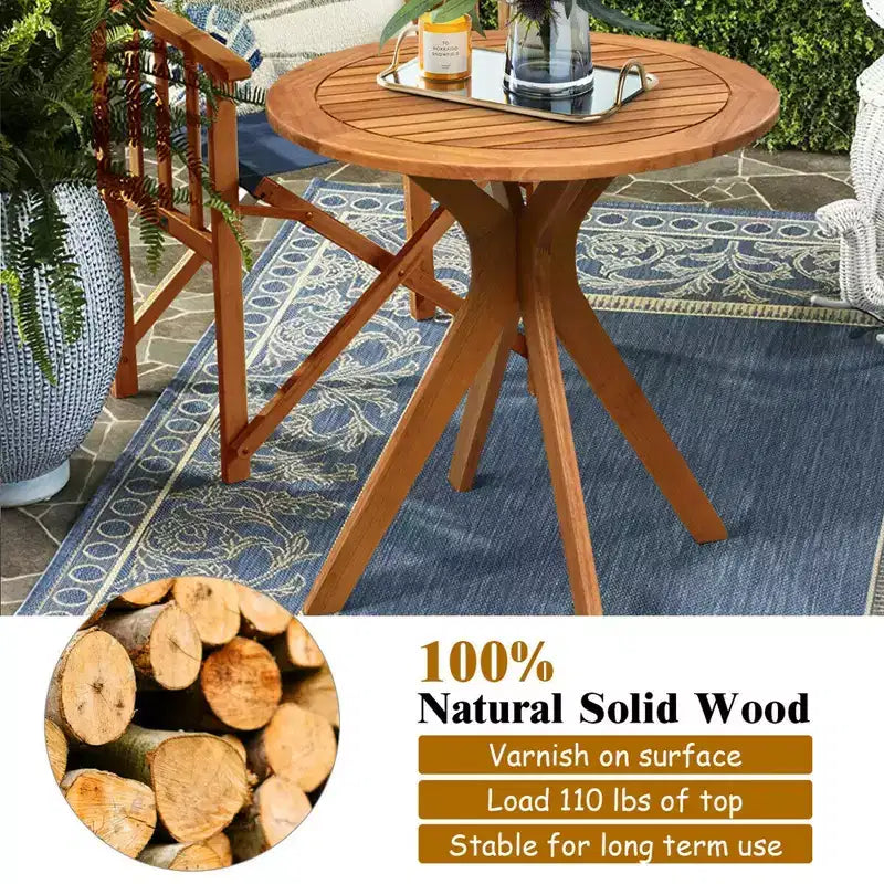 Conjunto Costway de 3 piezas para patio con sillas mecedoras, mesa redonda, madera maciza, sofá acolchado, jardín y terraza
