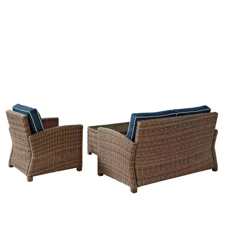 Conjunto de conversación exterior de 3 piezas Bradenton con sofá de dos plazas, sillón y mesa de centro - Crosley