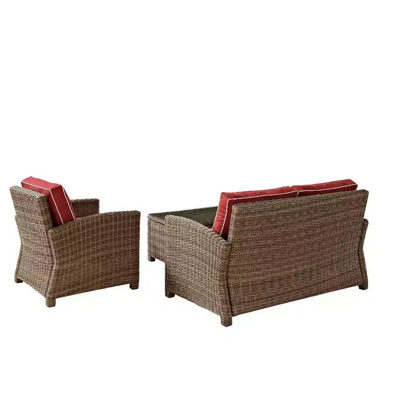 Conjunto de conversación exterior de 3 piezas Bradenton con sofá de dos plazas, sillón y mesa de centro - Crosley