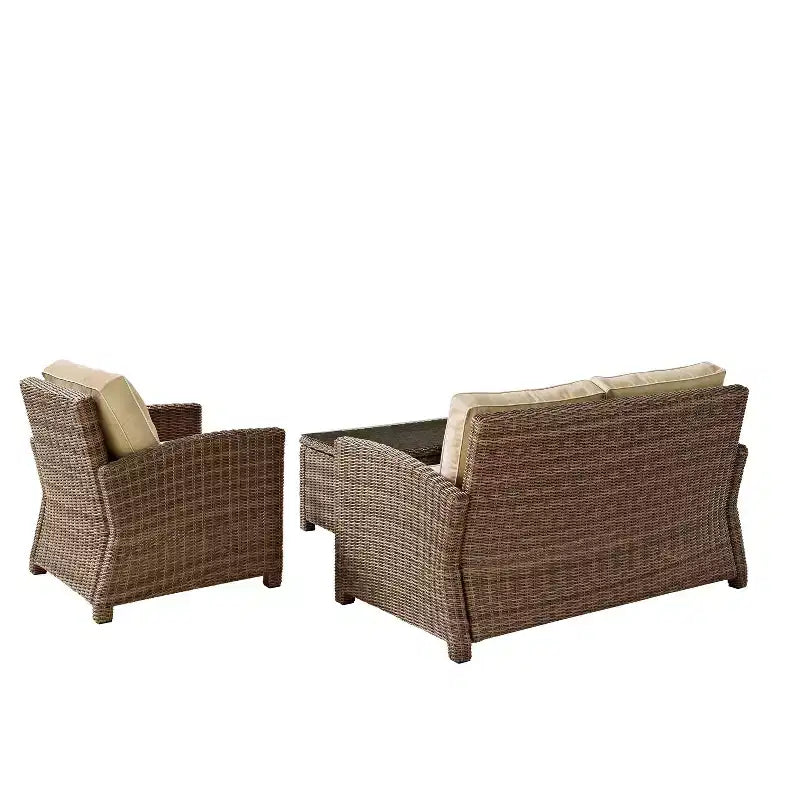 Conjunto de conversación exterior de 3 piezas Bradenton con sofá de dos plazas, sillón y mesa de centro - Crosley