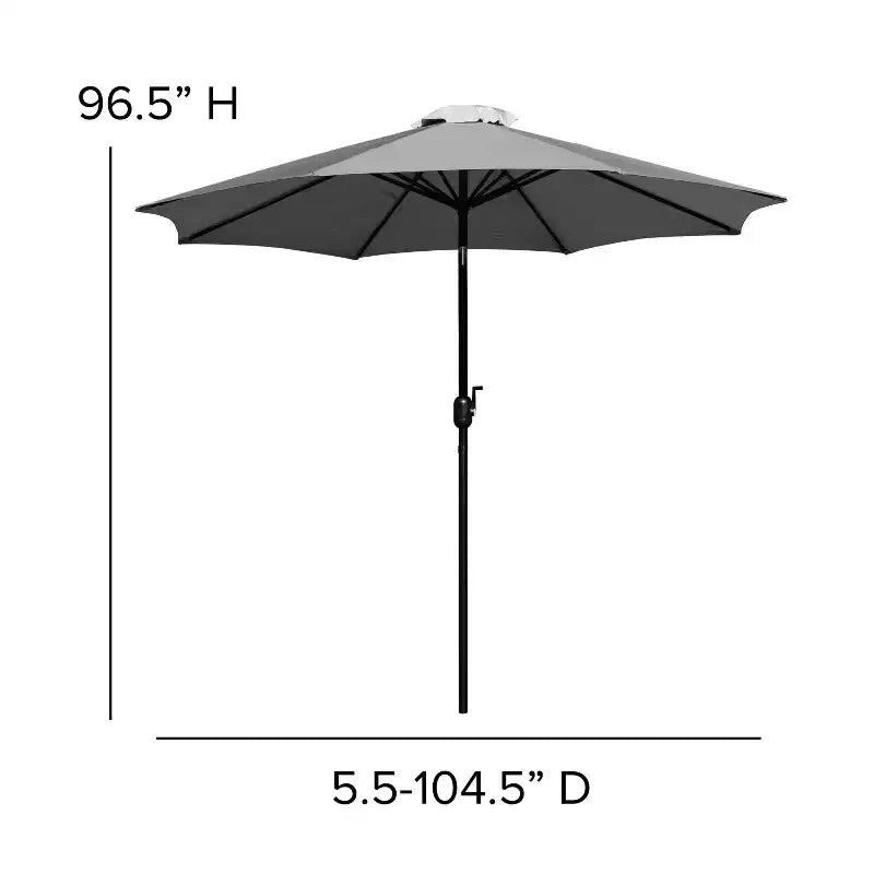 Ensemble de table de terrasse Emma and Oliver de 5 pièces - chaises empilables en faux teck synthétique - table en faux teck - parasol avec pied
