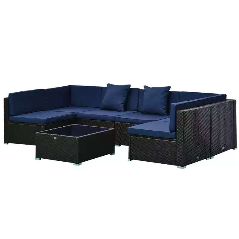 Conjunto de muebles para patio exterior de 7 piezas Outsunny, con mimbre de ratán moderno, perfecto para jardín, terraza y patio trasero