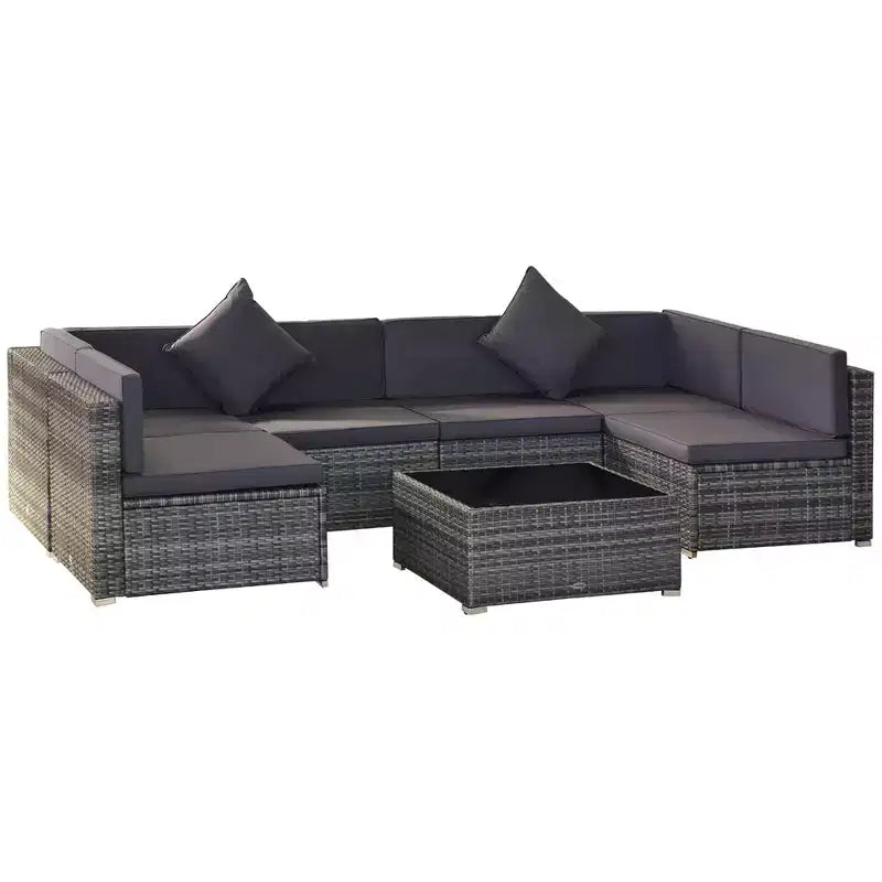 Conjunto de muebles para patio exterior de 7 piezas Outsunny, con mimbre de ratán moderno, perfecto para jardín, terraza y patio trasero