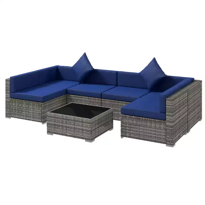 Conjunto de muebles para patio exterior de 7 piezas Outsunny, con mimbre de ratán moderno, perfecto para jardín, terraza y patio trasero